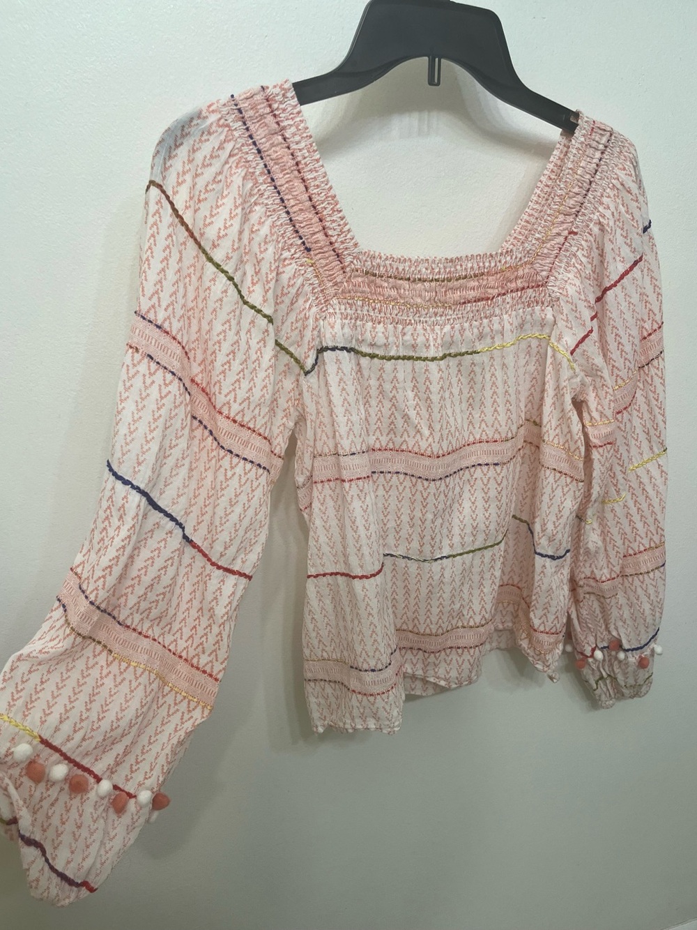Saylor Embroidered Square-Neck Peasant Top